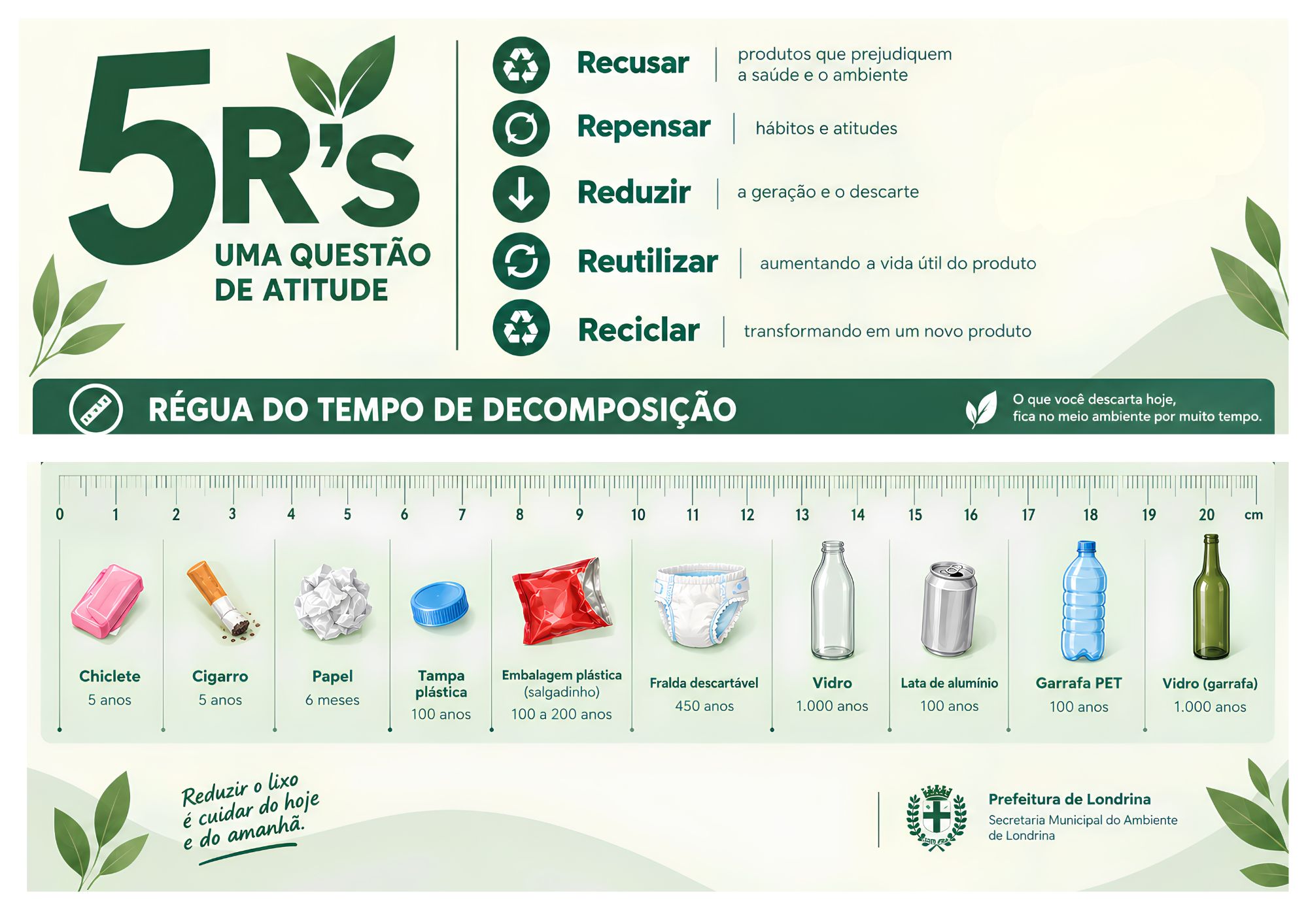 régua de tempo de decomposição